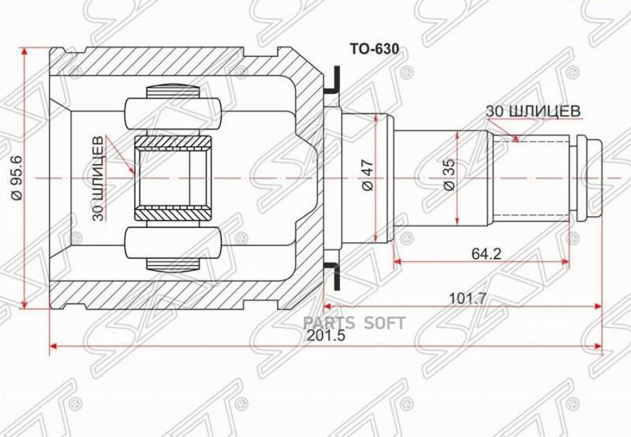 

SAT Шрус внутренний LH/RH TOYOTA LAND CRUISER PRADO KZJ/RZJ/VZJ12 /SURF KZN/VZN/RZN215 02-