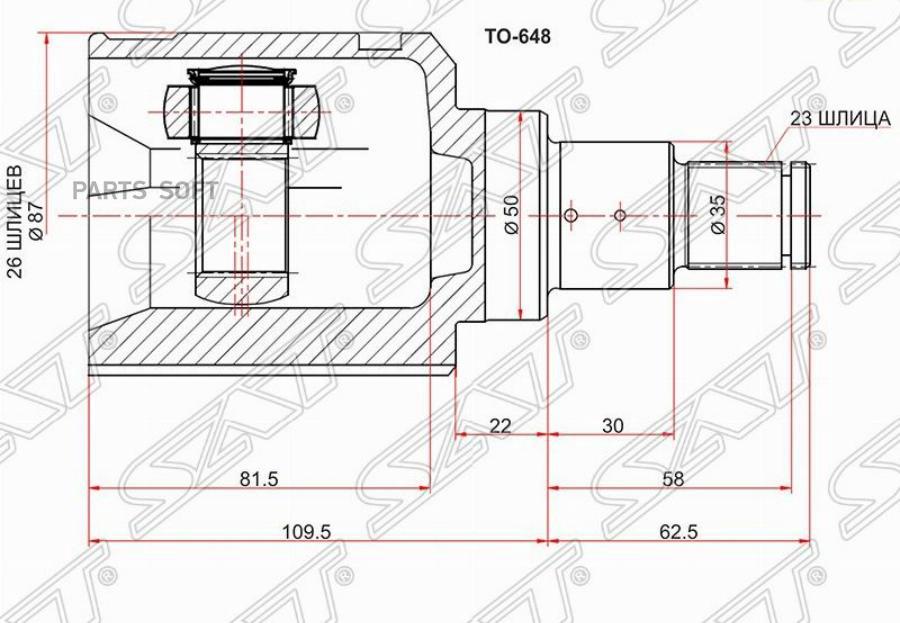 

SAT Шрус внутренний FR LH TOYOTA HARRIER GSU3 /LEXUS RX3 0 06-08 2GRFE