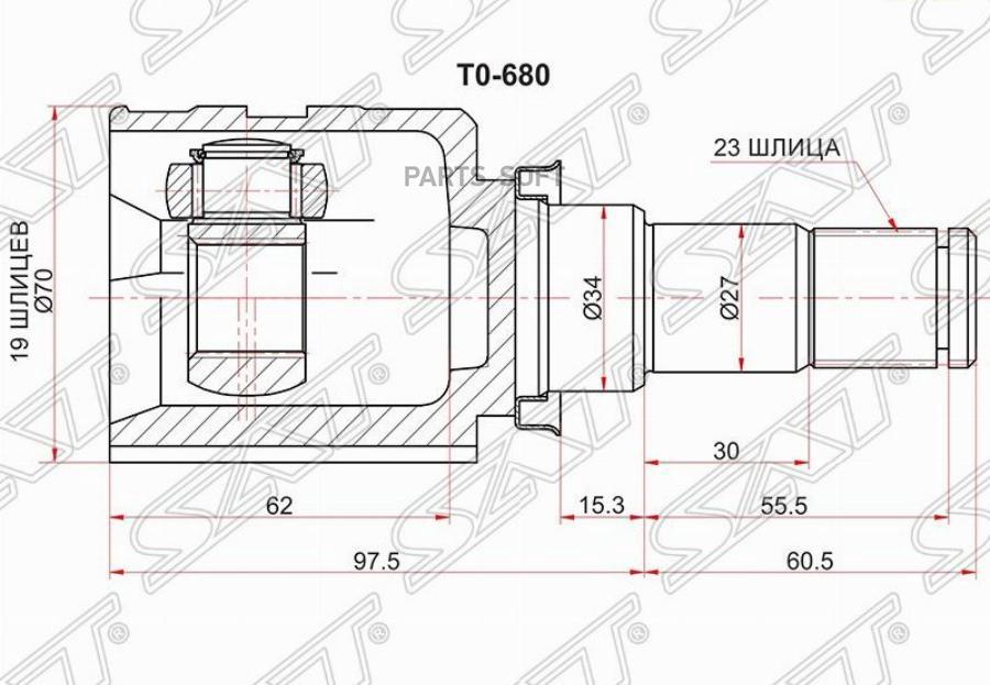 

Шрус Внутренний Lh/Rh Toyota Belta Ksp92/Vitz/Yaris Ksp90/Vitz Ksp 130 Sat арт. TO-680