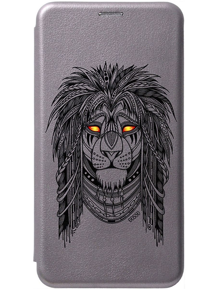 

Чехол-книжка на Huawei nova Y61 с 3D принтом "Grand Leo" серый, Серый;желтый, 158015