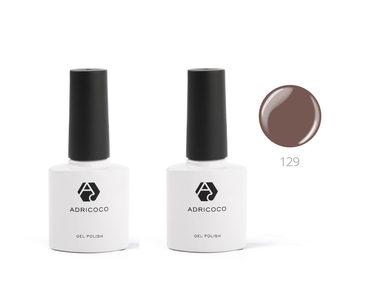 Цветной гель-лак для ногтей AdriCoco №129 шоколадный трюфель 8 мл 2 шт