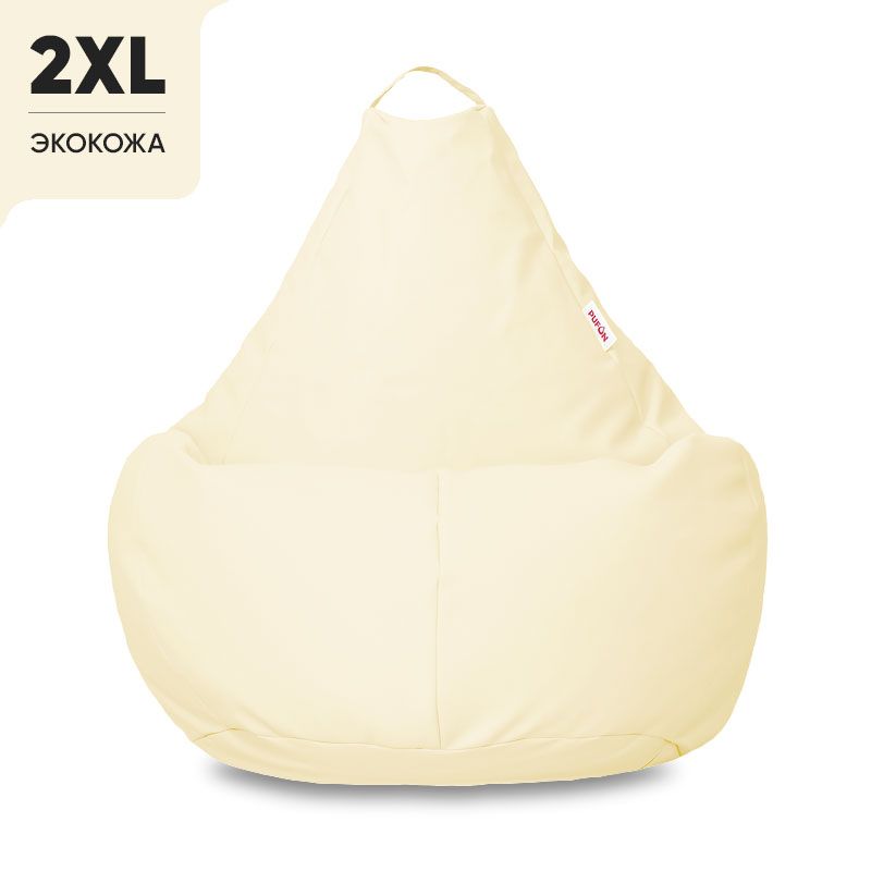 

Кресло-мешок PUFON XXL Груша Премиум Экокожа Молочный, Бежевый, Груша