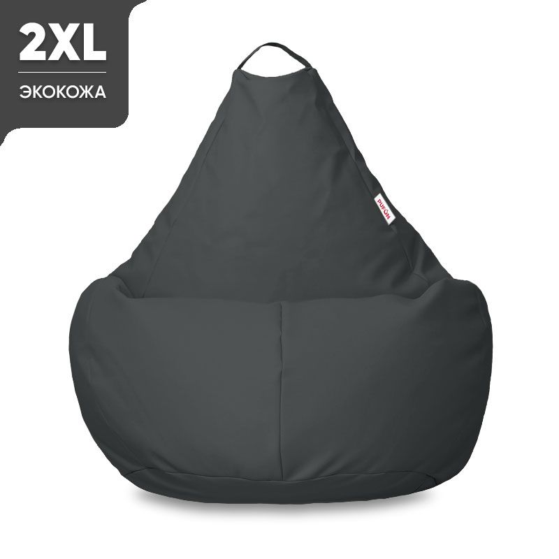 

Кресло-мешок PUFON XXL Груша Премиум Экокожа Темно-серый, Груша