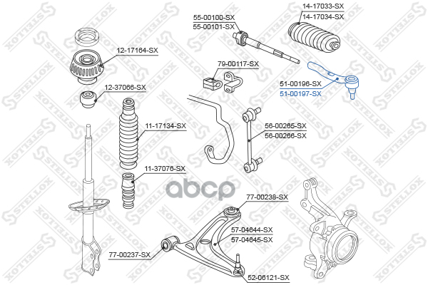 

51-00197-sx_наконечник рулевой правый honda jazz 1.2/1.4 02>