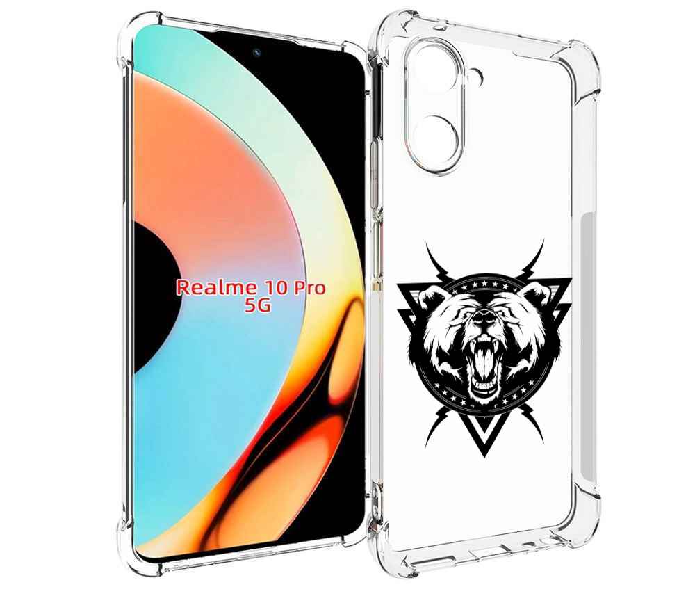 Чехол бампер MyPads медведь в треугольнике для Realme 10 Pro про...