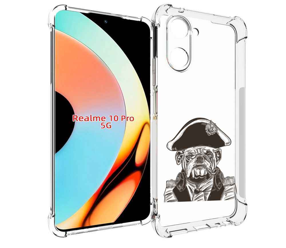 Чехол бампер MyPads мопс генерал для Realme 10 Pro противоударный