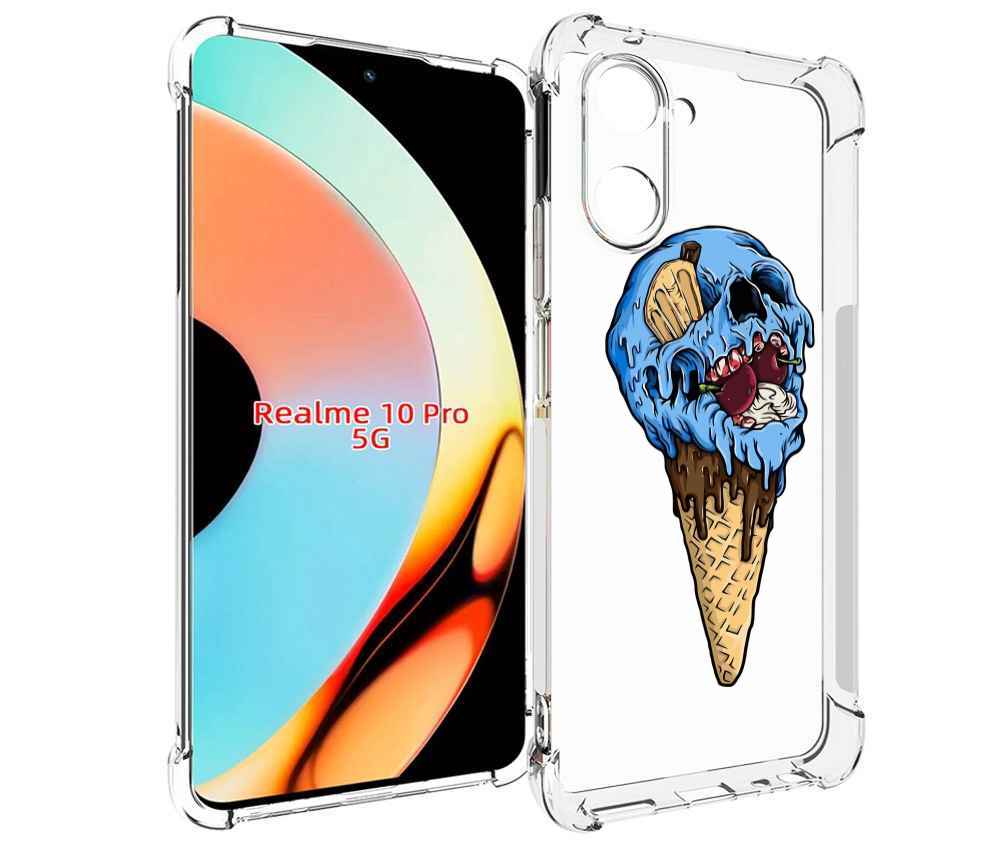 

Чехол бампер MyPads мороженное череп для Realme 10 Pro противоуд..., Прозрачный, Tocco