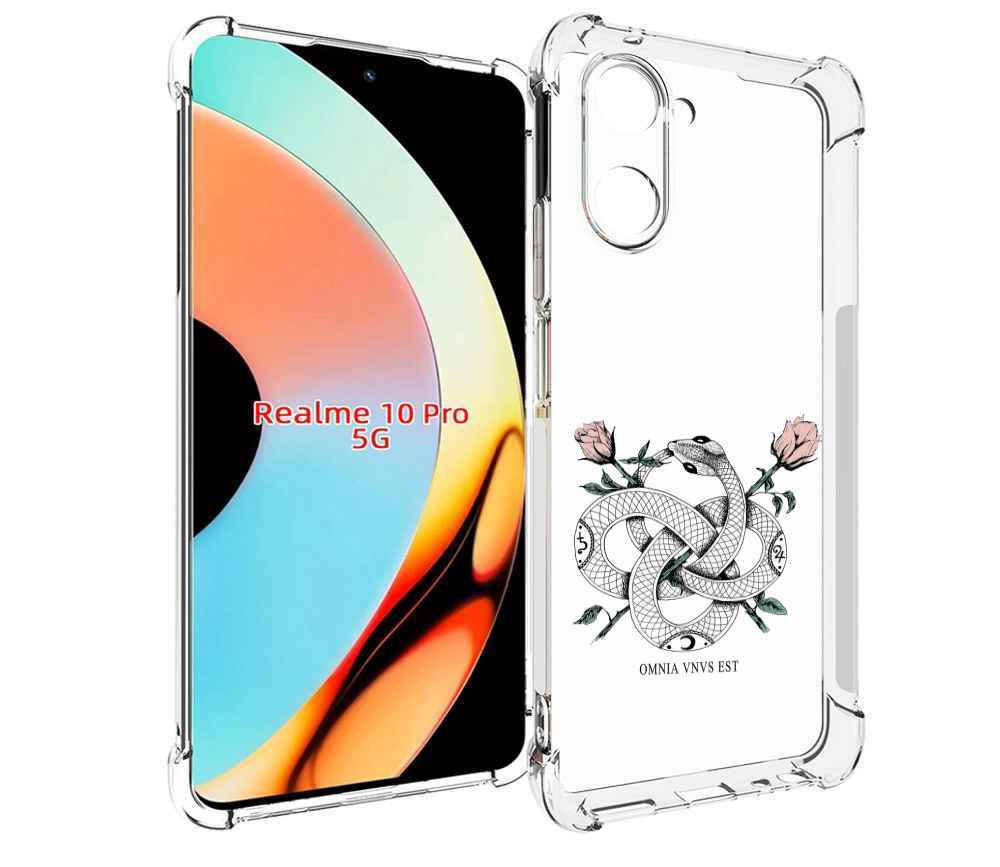 

Чехол бампер MyPads нарисованная змея абстракция для Realme 10 P..., Прозрачный, Tocco