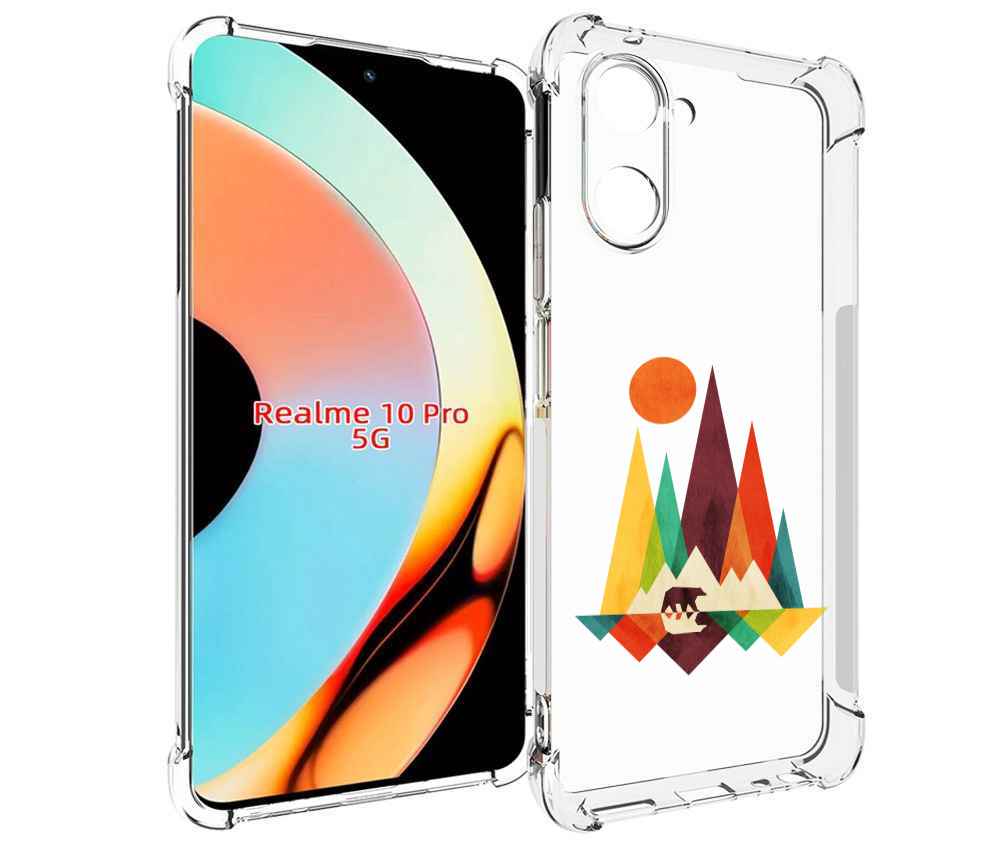 

Чехол бампер MyPads нарисованные горы с медведем для Realme 10 P..., Прозрачный, Tocco
