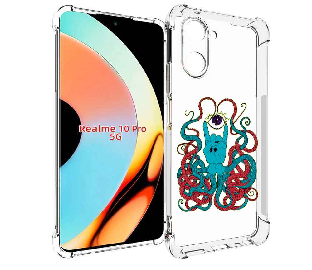 

Чехол бампер MyPads осьминог-рука абстракция для Realme 10 Pro п..., Прозрачный, Tocco