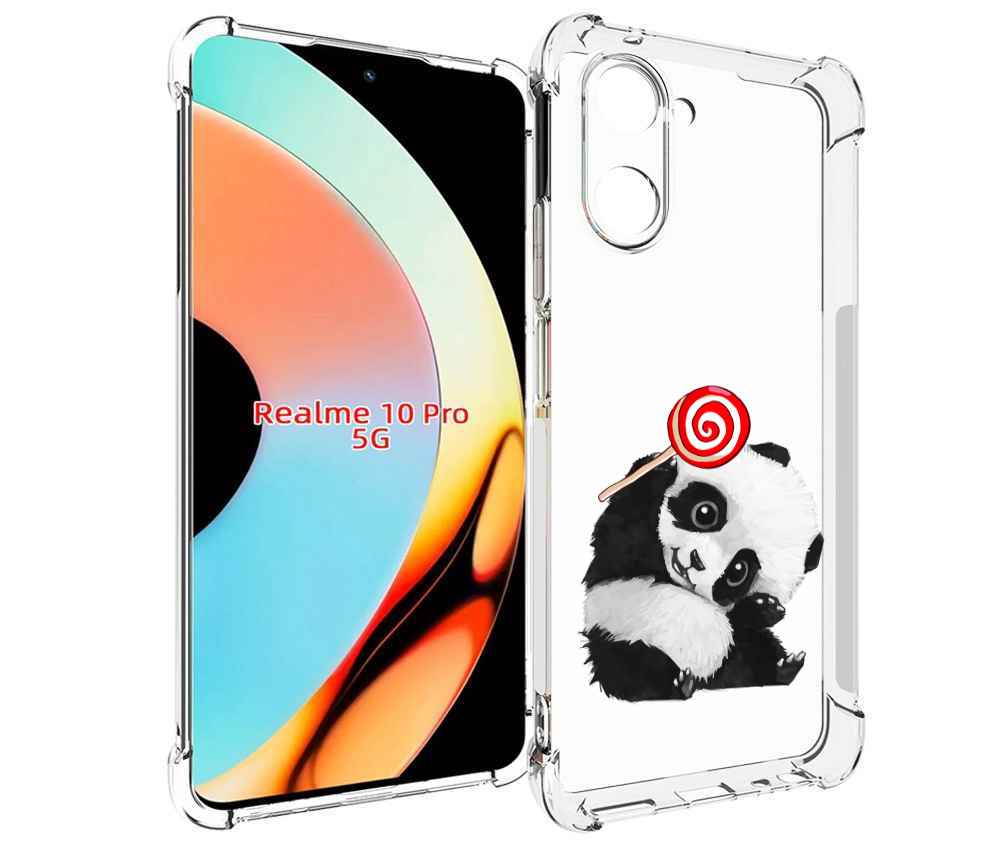 

Чехол бампер MyPads панда с леденцом для Realme 10 Pro противоуд..., Прозрачный, Tocco