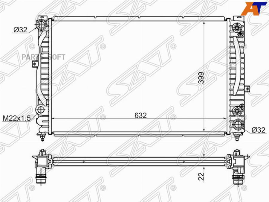 

SAT Радиатор AUDI A4/S4 2.4/2.5TD/2.6/2.8 94-00/AUDI A6/S6 2.4 97-04/VW PASSAT B5+ 2.5TD/2