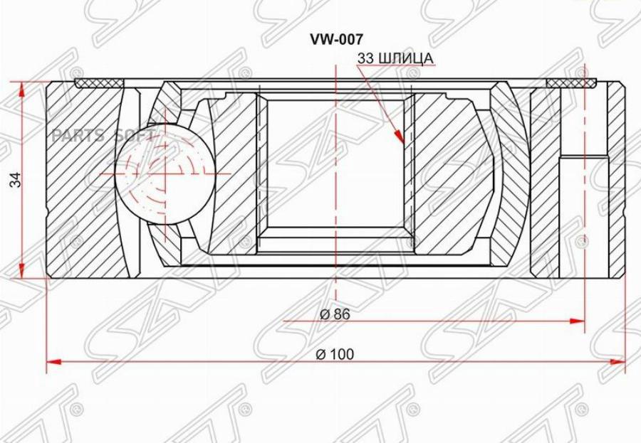 

SAT Шрус внутренний SKODA FABIA MK2 07-/OCTAVIA 04-12/SUPERB II 08-/VOLKSWAGEN POLO 10-/ C