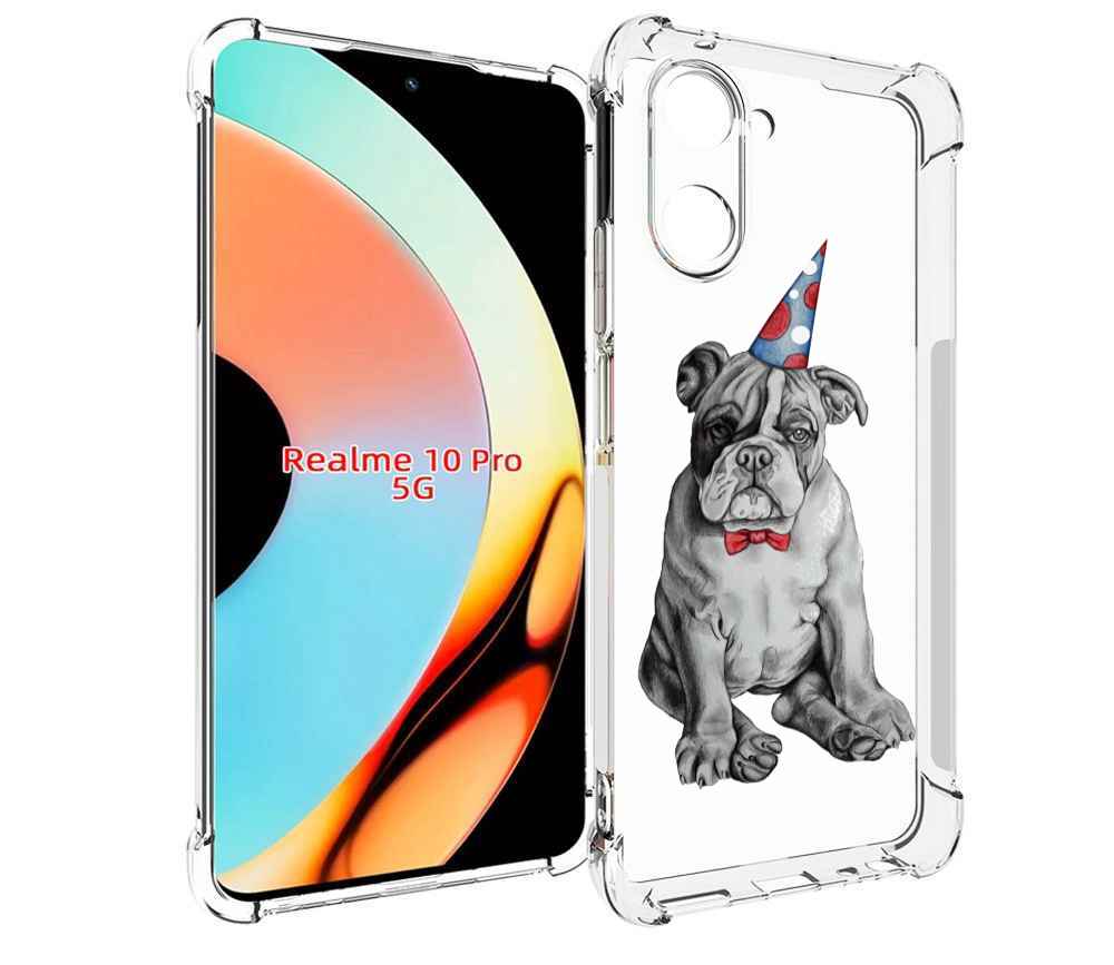 

Чехол бампер MyPads праздничный щенок для Realme 10 Pro противоу..., Прозрачный, Tocco