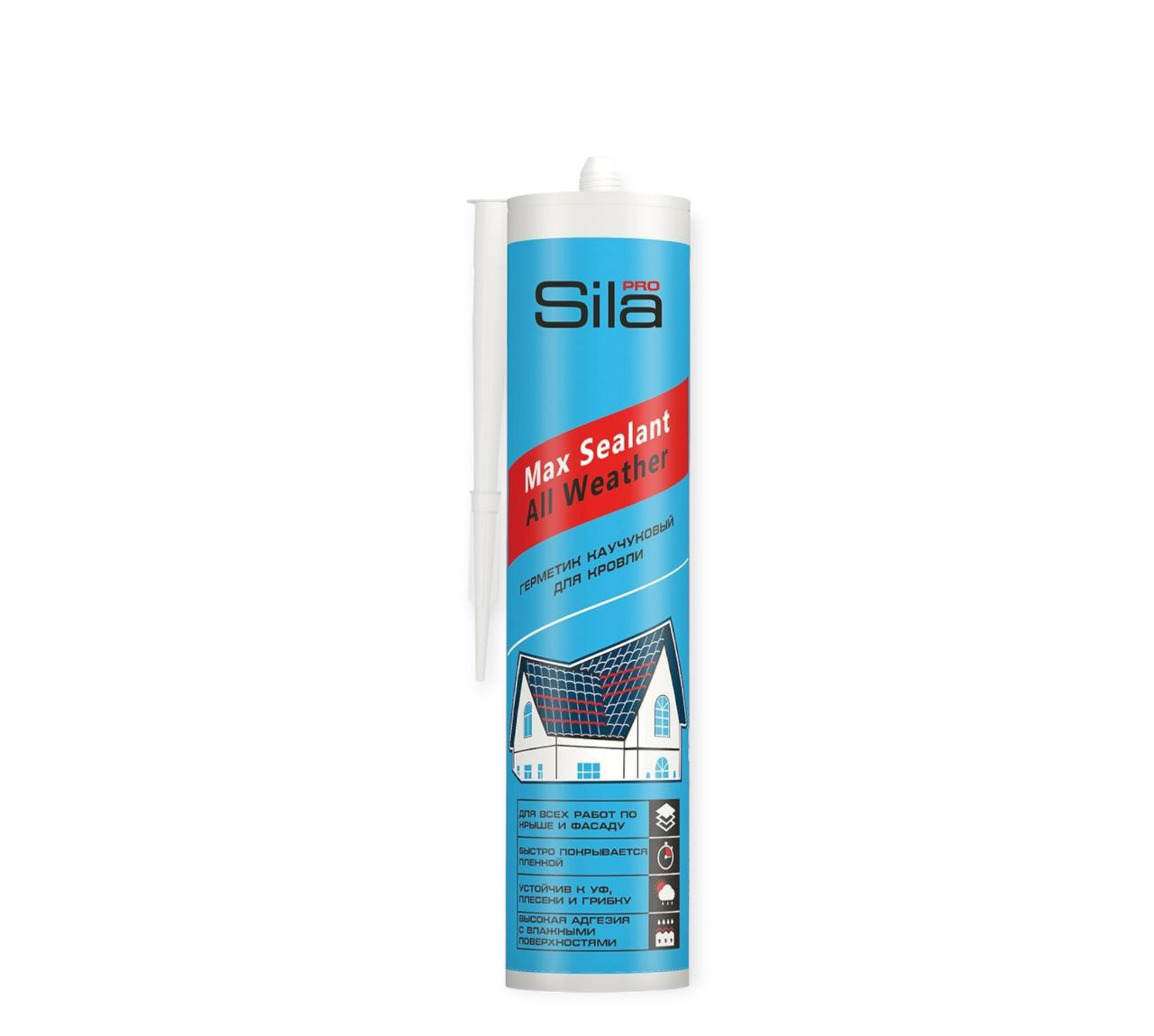 Герметик каучуковый всепогодный для кровли Sila PRO Max Sealant, All weather, бесцветный,