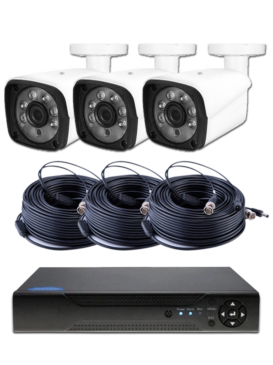 

Комплект видеонаблюдения AHD 2Мп Ps-Link KIT-C203HD 3 уличных 2Мп камеры, Белый, KIT-C203HD