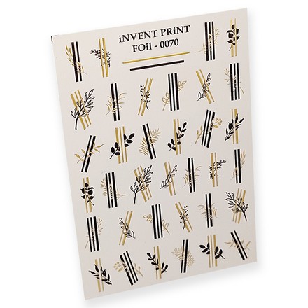 

iNVENT PRiNT, Фольгированный слайдер «Веточки. Золото» №FOiL-070, Золотистый;черный