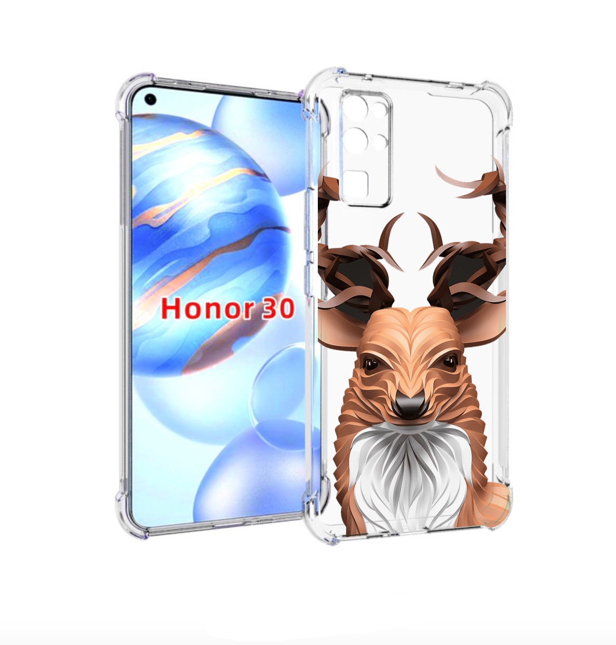 

Чехол бампер MyPads 3D-олень для Honor 30 (BMH-AN10) противоударный, Прозрачный, Tocco