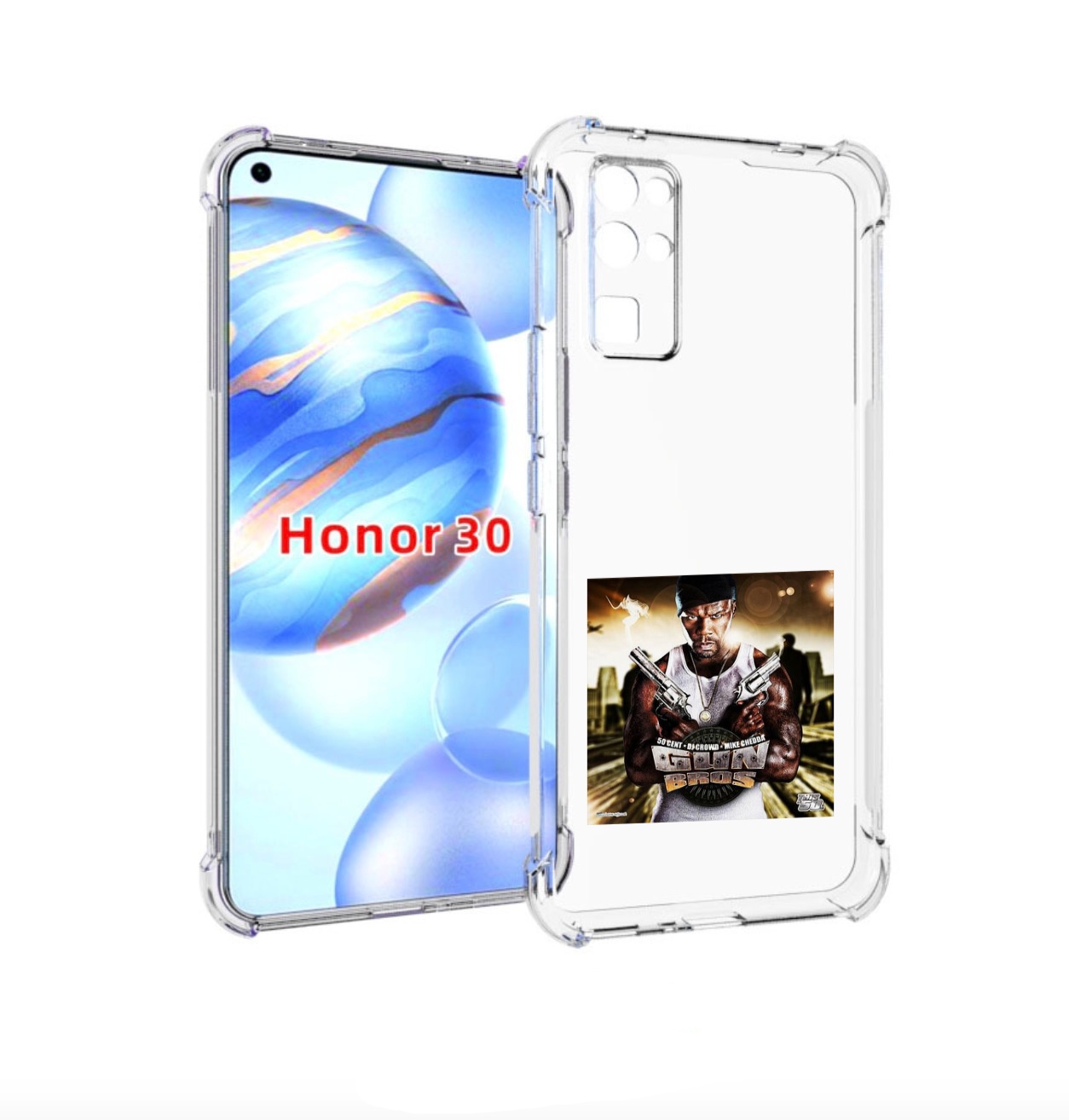 

Чехол бампер MyPads 50 Cent - Gun Bros для Honor 30 (BMH-AN10) п, Прозрачный, Tocco