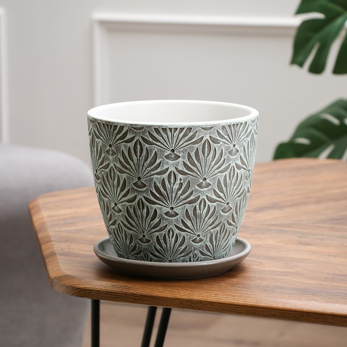 

Цветочный горшок Веер 9581137 2,15 л бирюзовый, Веер