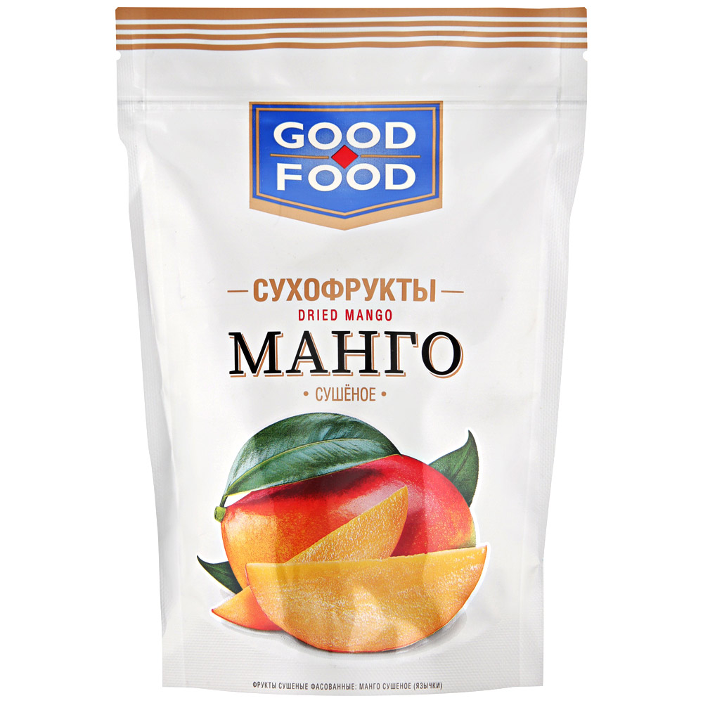 Сухофрукты GOOD-FOOD манго сушеное, язычки, 110г,