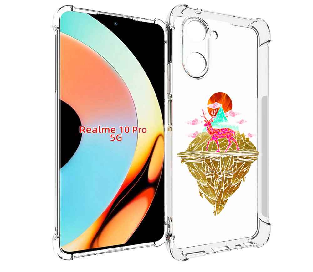 

Чехол бампер MyPads розовый олень абстракция для Realme 10 Pro п..., Прозрачный, Tocco