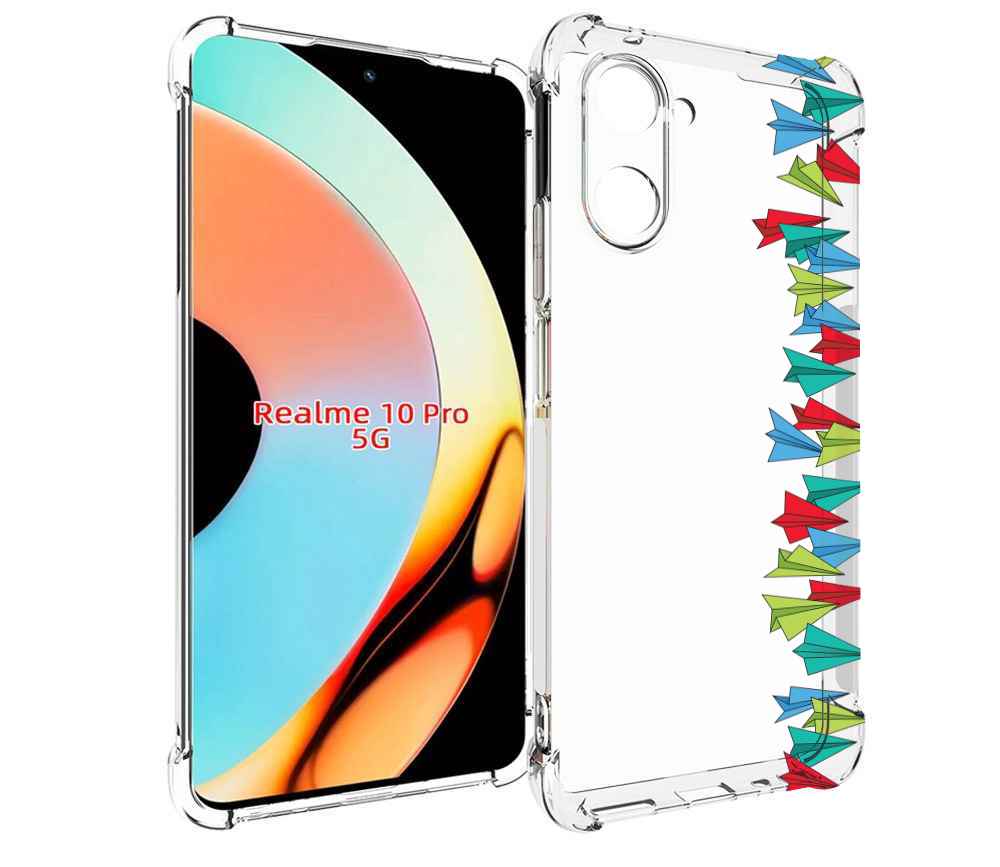 

Чехол бампер MyPads самолетики из листочков для Realme 10 Pro пр..., Прозрачный, Tocco