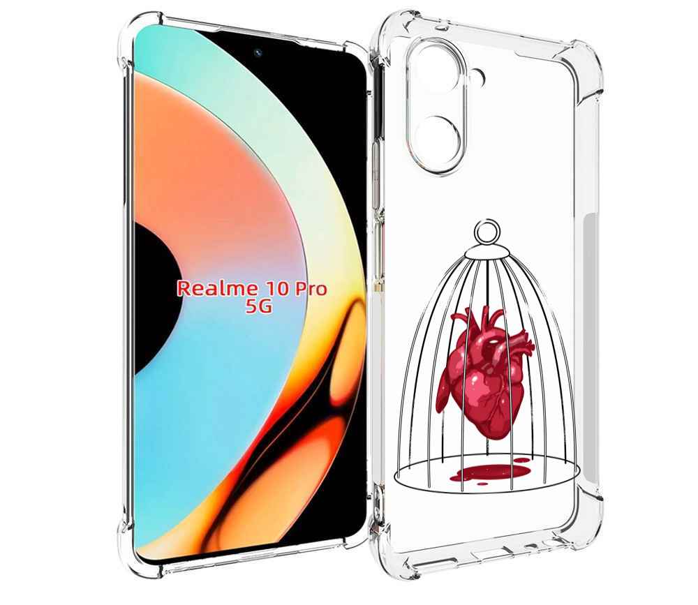 

Чехол бампер MyPads сердце в клетке для Realme 10 Pro противоуда..., Прозрачный, Tocco