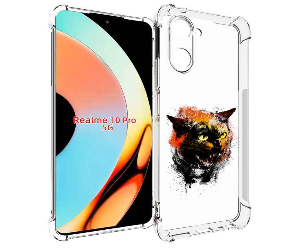 

Чехол бампер MyPads сиамский кот для Realme 10 Pro противоударный, Прозрачный, Tocco
