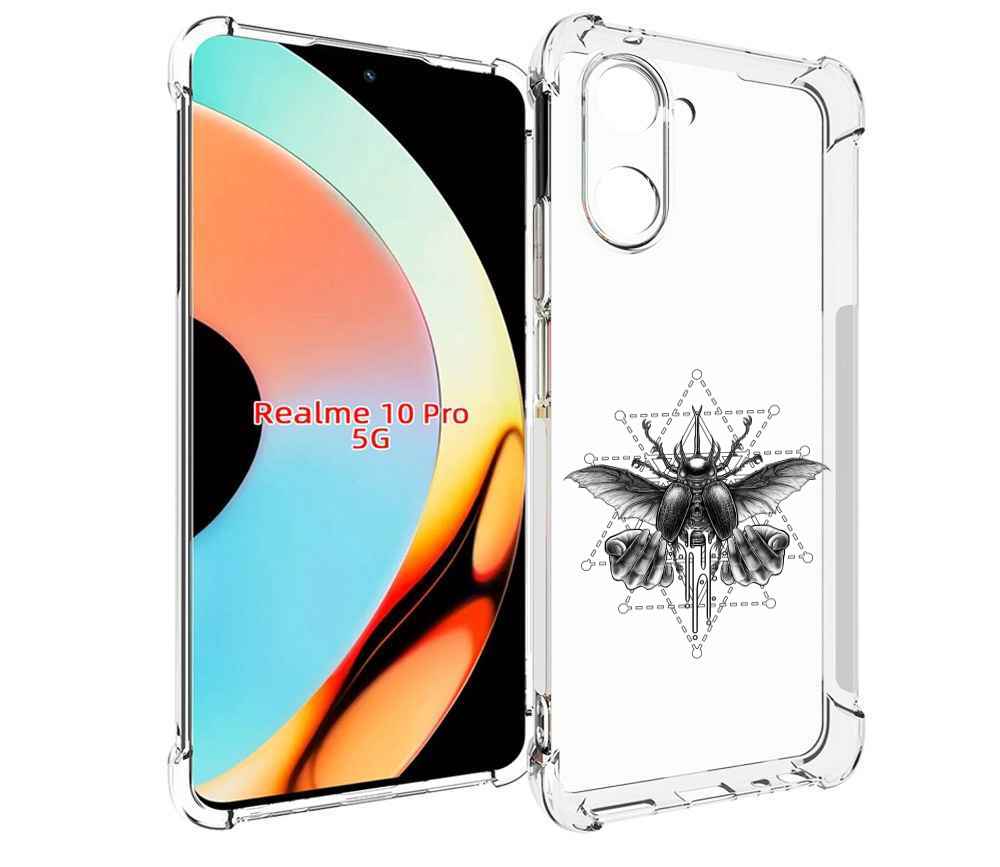 

Чехол бампер MyPads скарабей для Realme 10 Pro противоударный, Прозрачный, Tocco