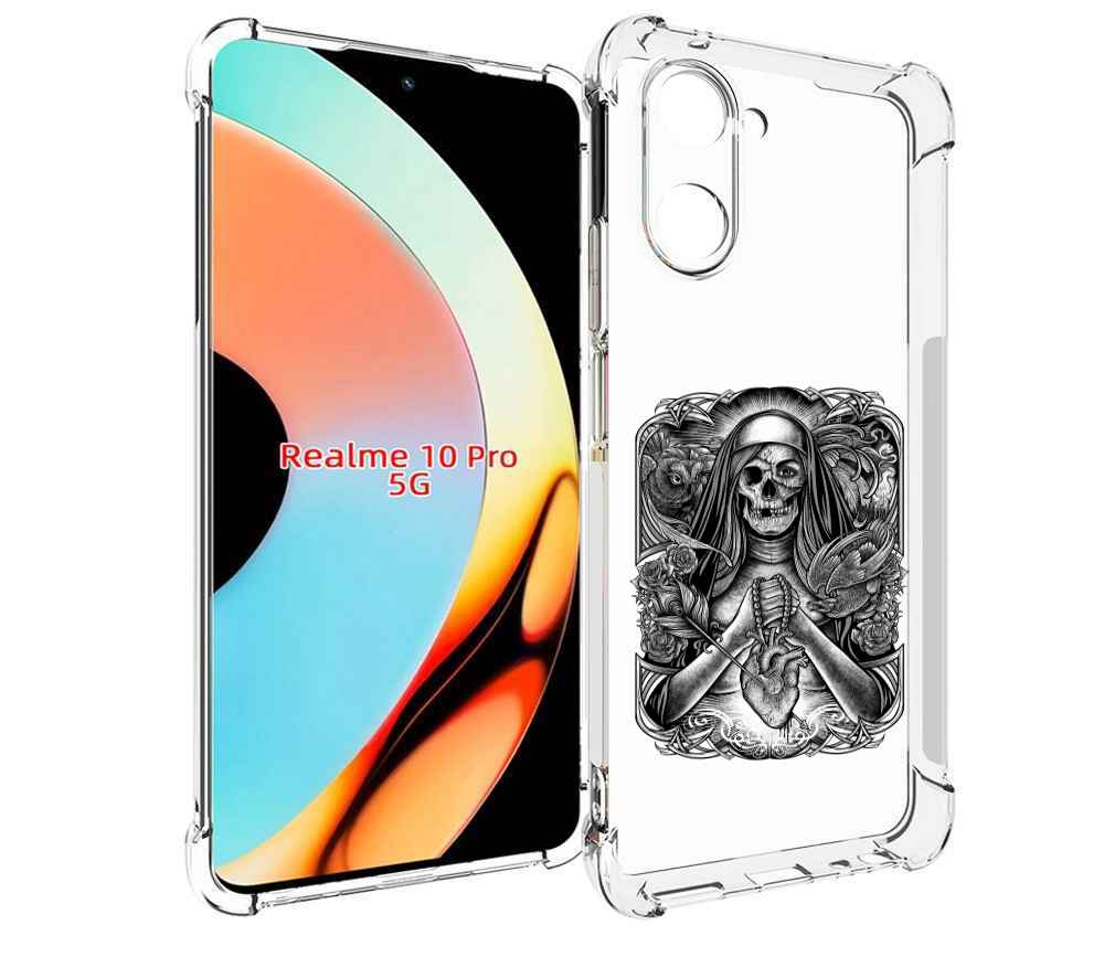 

Чехол бампер MyPads скелет с сердцем для Realme 10 Pro противоуд..., Прозрачный, Tocco