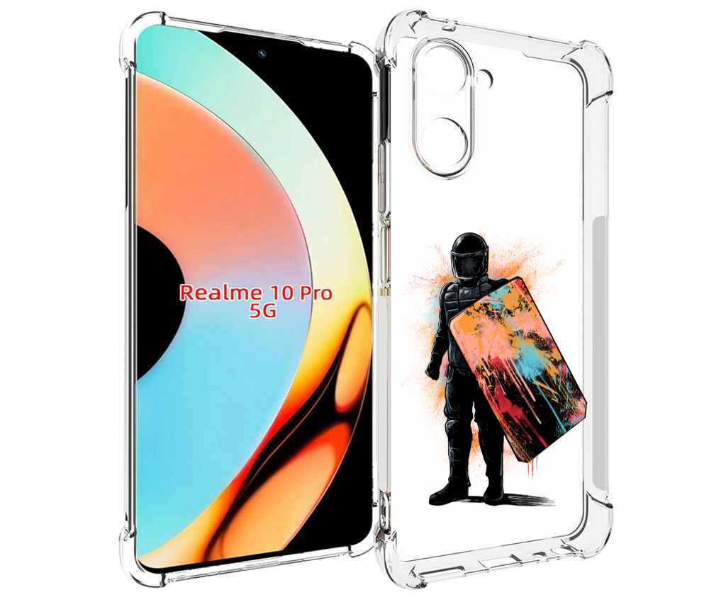 

Чехол бампер MyPads солдат с красочным щитом для Realme 10 Pro п..., Прозрачный, Tocco