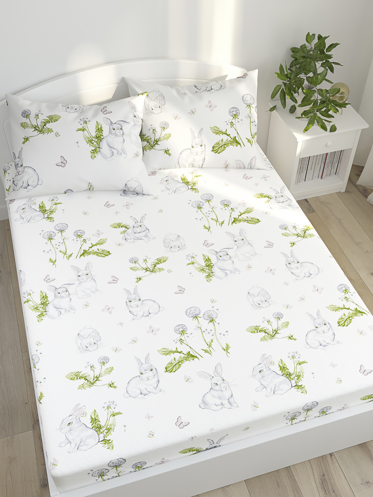 

Простынь Котики Котики Зайчата 150х215 см, Белый
