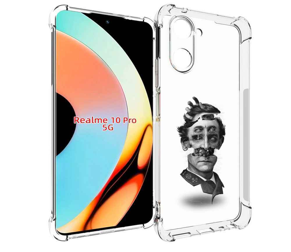 

Чехол бампер MyPads страшное лицо абстракция для Realme 10 Pro п..., Прозрачный, Tocco