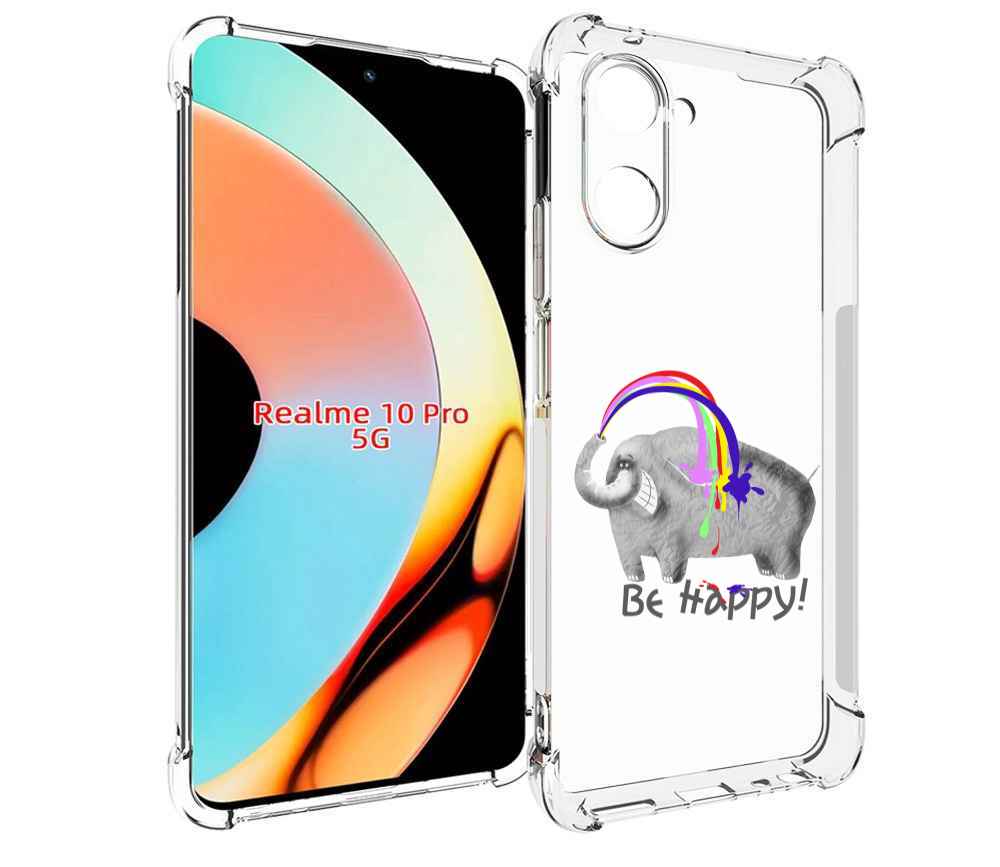 

Чехол бампер MyPads счастливый слон для Realme 10 Pro противоуда..., Прозрачный, Tocco