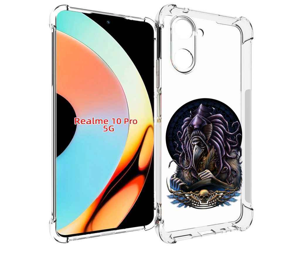 

Чехол бампер MyPads умный ворон для Realme 10 Pro противоударный, Прозрачный, Tocco
