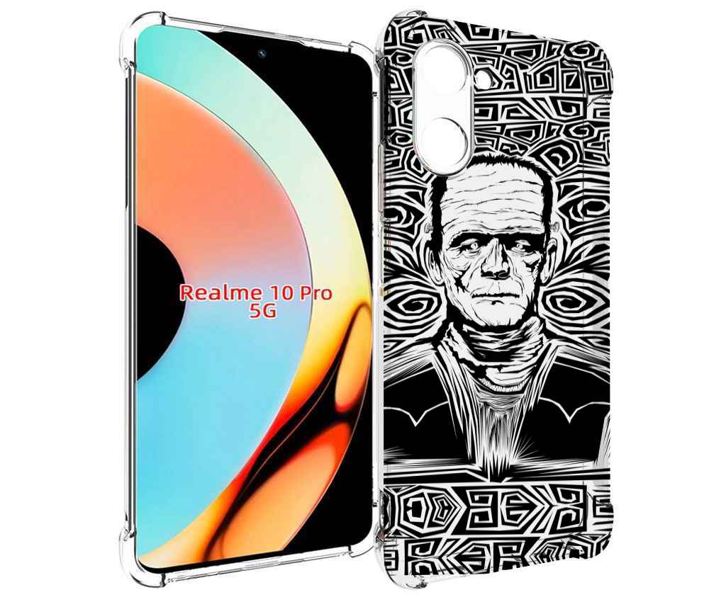 

Чехол бампер MyPads франкенштейн черно белый для Realme 10 Pro п..., Прозрачный, Tocco