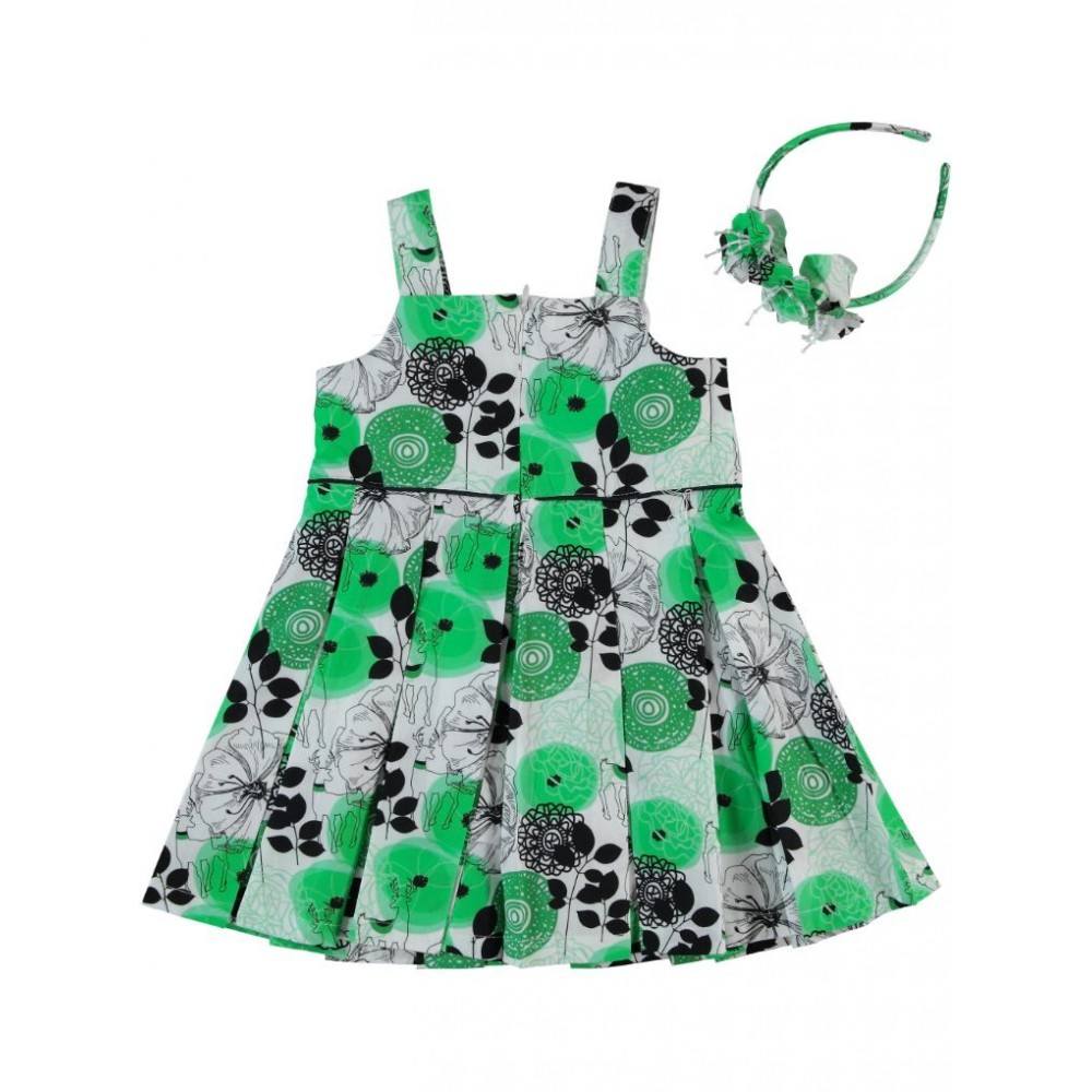 Платье для девочки с ободком Monna Rosa Цветы зеленое 21127 р.110