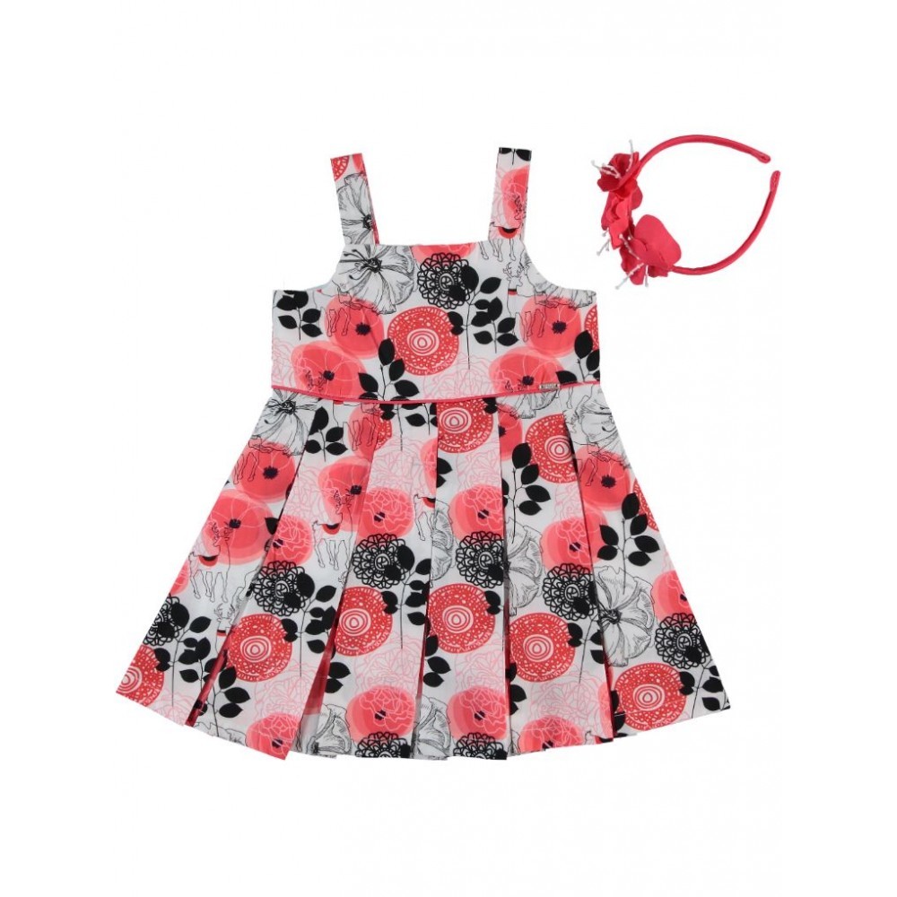 фото Платье для девочки с ободком monna rosa цветы красное 21128 р.110