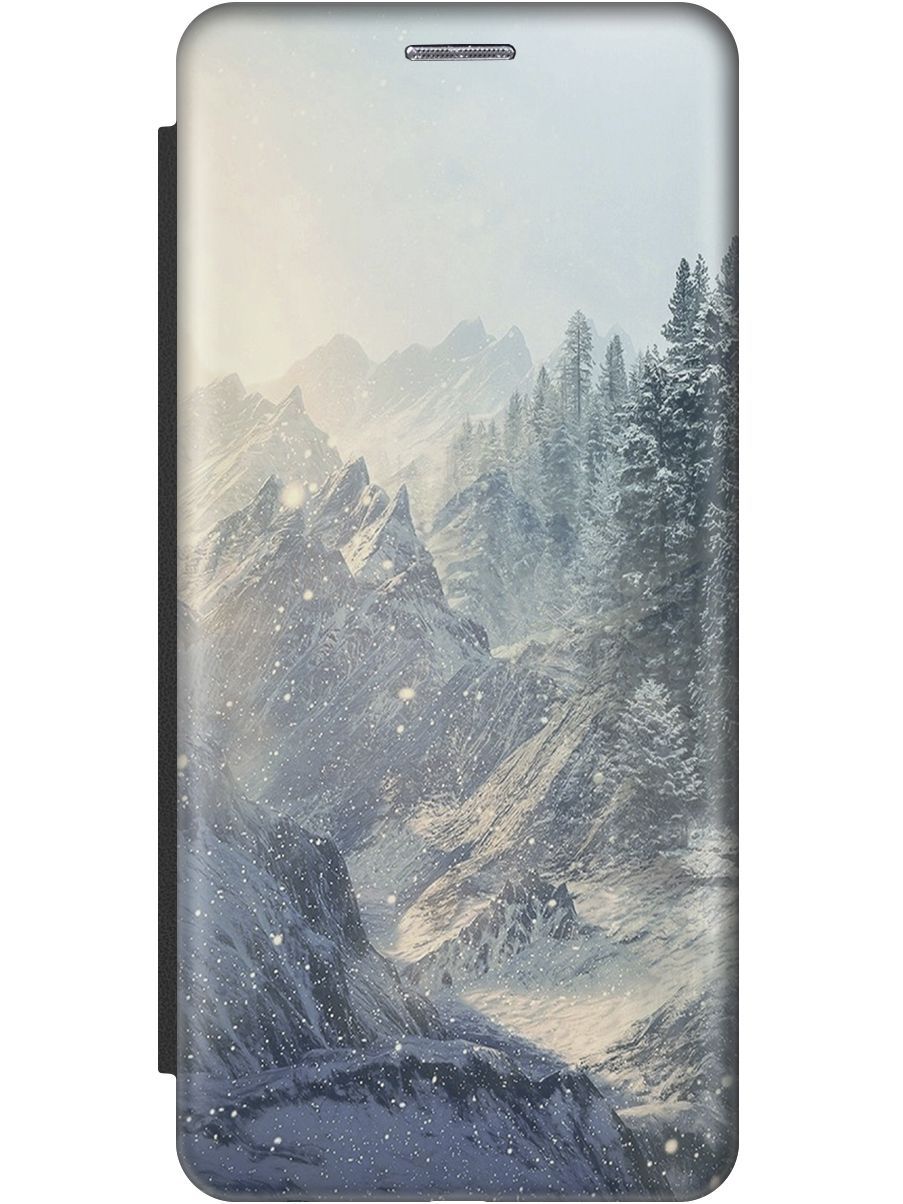 

Чехол-книжка на Huawei nova Y61 c принтом "Снежные горы и лес" черный, Белый;голубой, 158029