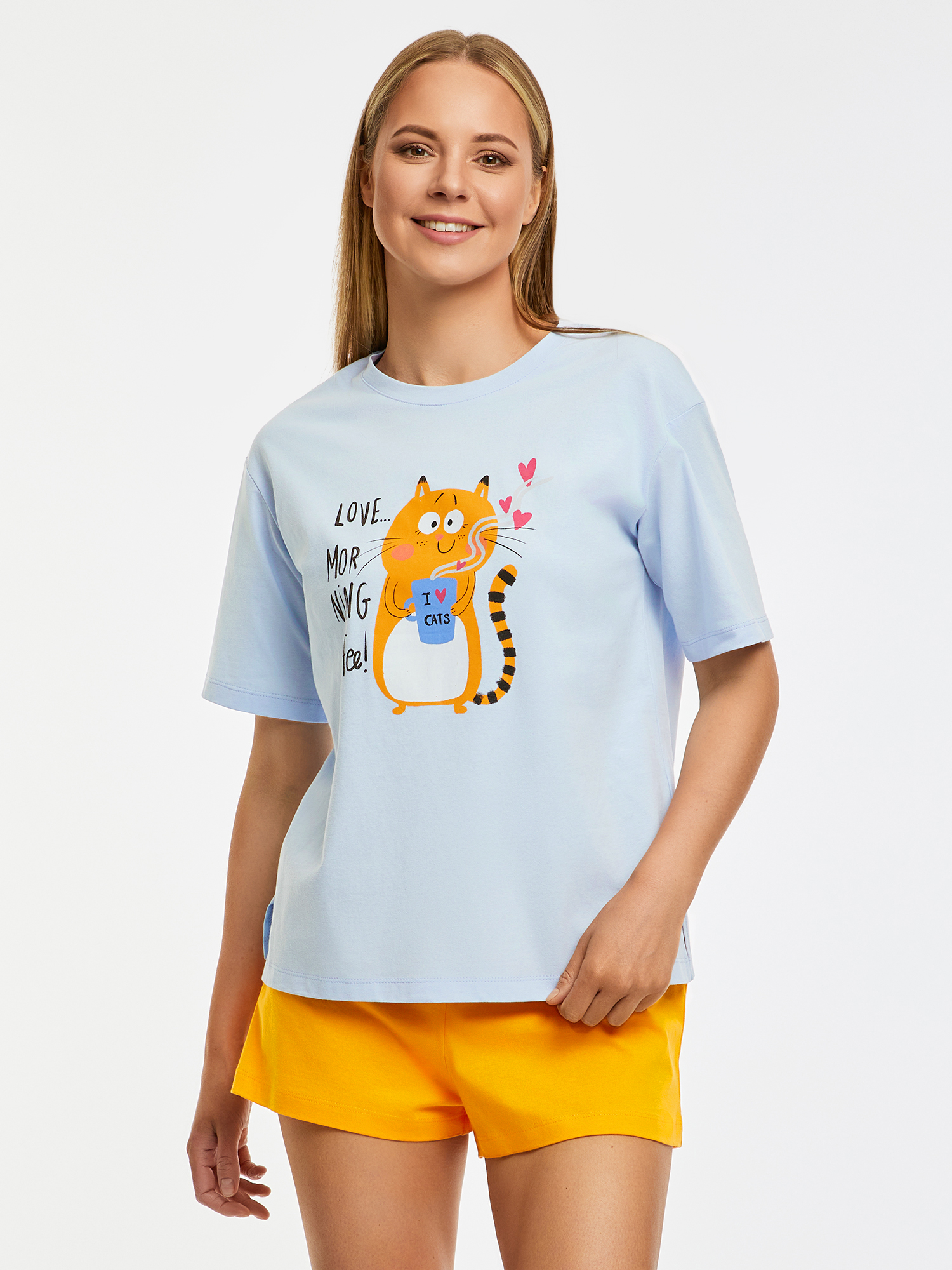 

Пижама женская oodji 56002243-2 синяя XXL, Синий, 56002243-2