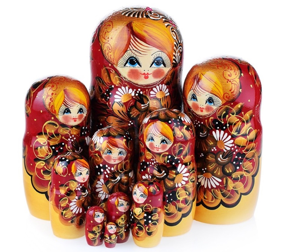 

Матрешка 10 в 1, окраш., Красный