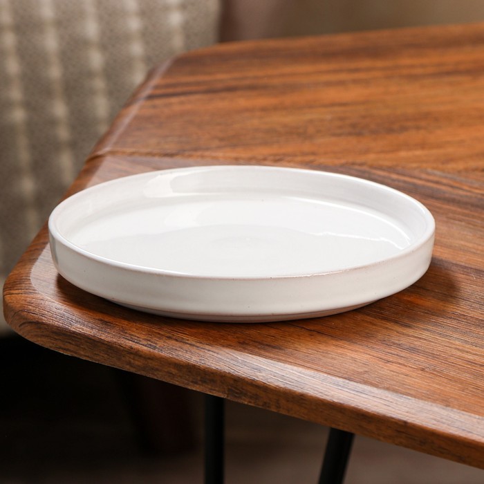 Керамика ручной работы Поддон для кашпо, белый, керамика, d=17 см, 1 сорт, Иран