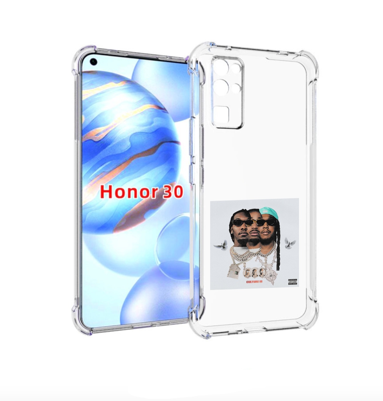 

Чехол бампер MyPads Migos - Culture III для Honor 30 (BMH-AN10), Прозрачный, Tocco