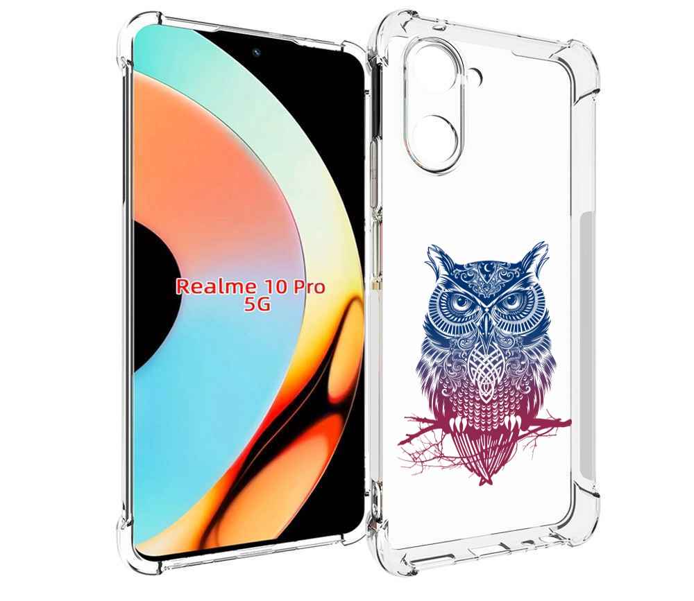 

Чехол бампер MyPads хиппи сова для Realme 10 Pro противоударный, Прозрачный, Tocco