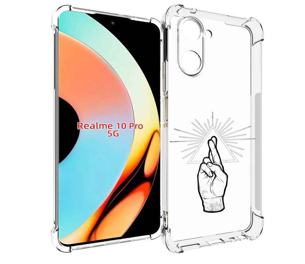 

Чехол бампер MyPads черно белая рука для Realme 10 Pro противоуд..., Прозрачный, Tocco