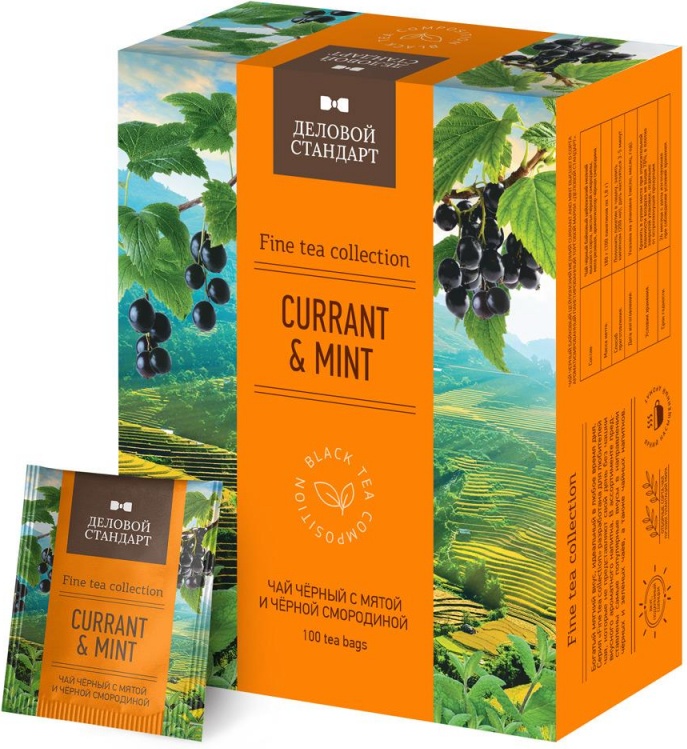 

Чай Деловой Стандарт Currant and mint 100 пак x 1, 8гр/уп