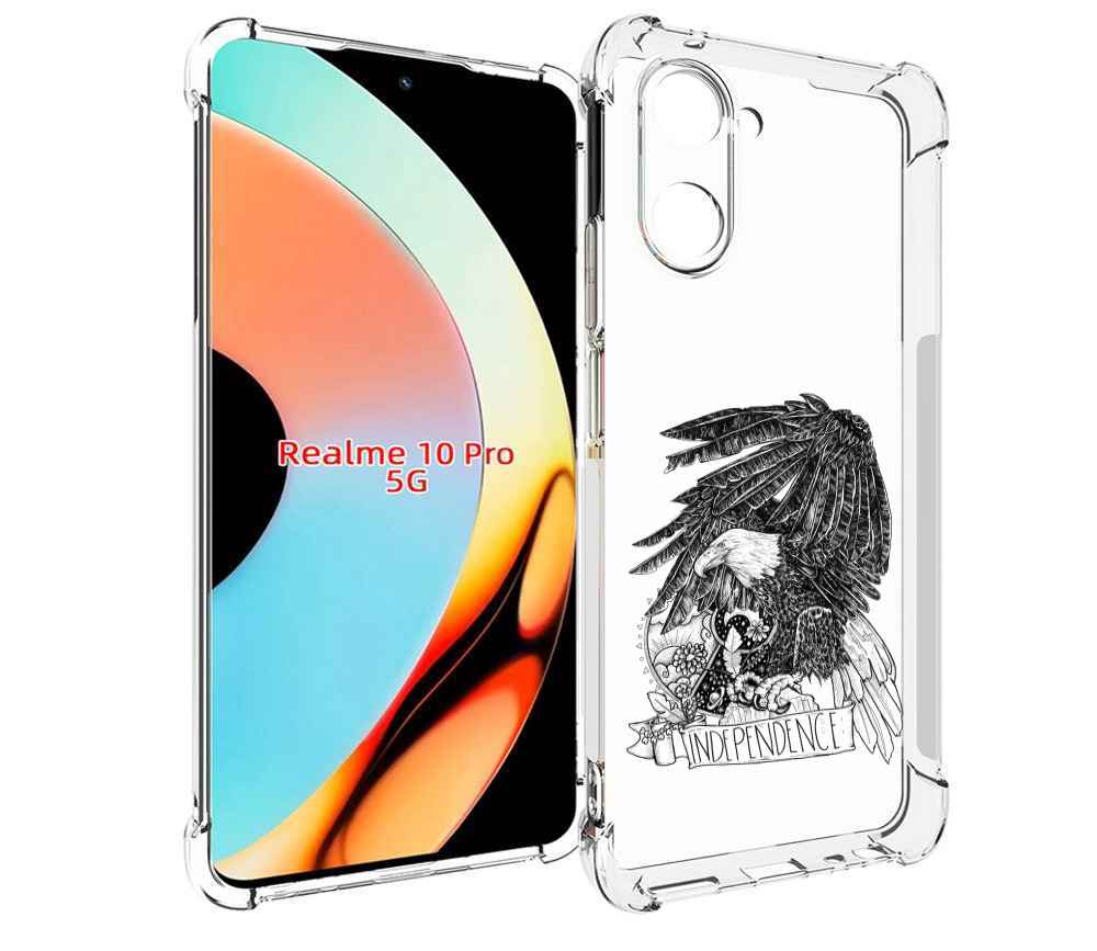

Чехол бампер MyPads черно белый сокол для Realme 10 Pro противоу..., Прозрачный, Tocco