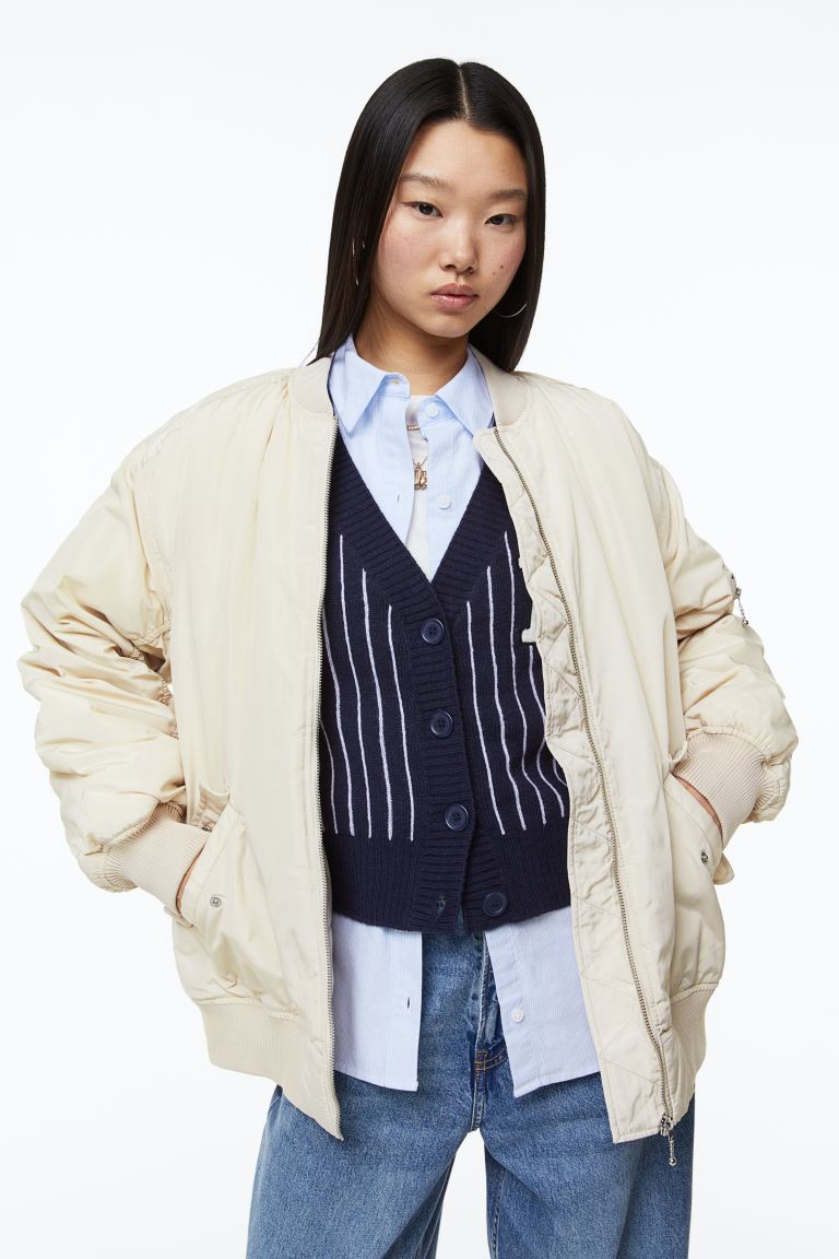 

Бомбер женский H&M 1086386010 бежевый S (доставка из-за рубежа), 1086386010