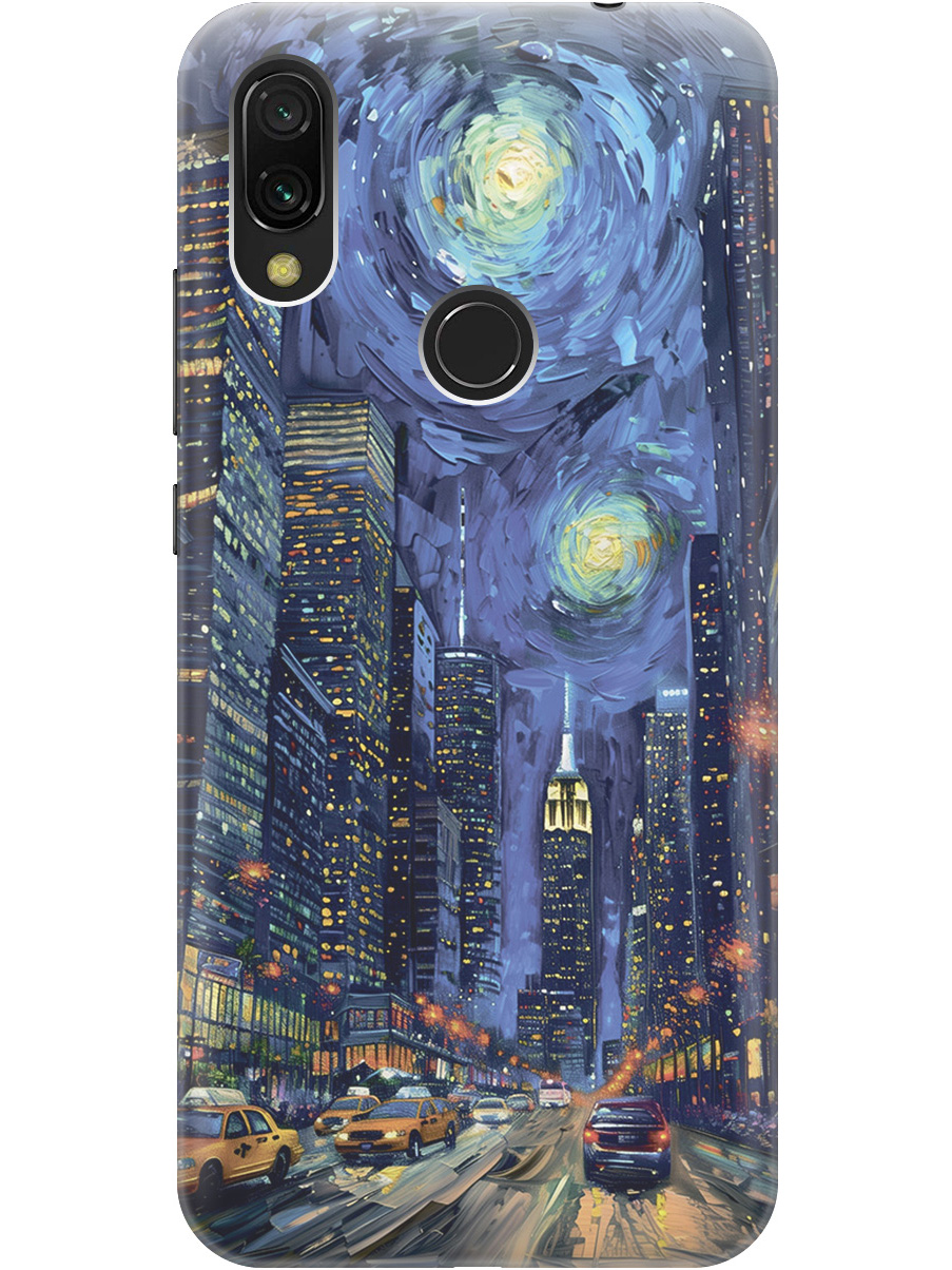 

Силиконовый чехол на Xiaomi Redmi 7 с принтом "Ночной проспект", Прозрачный;синий;черный, 721352010